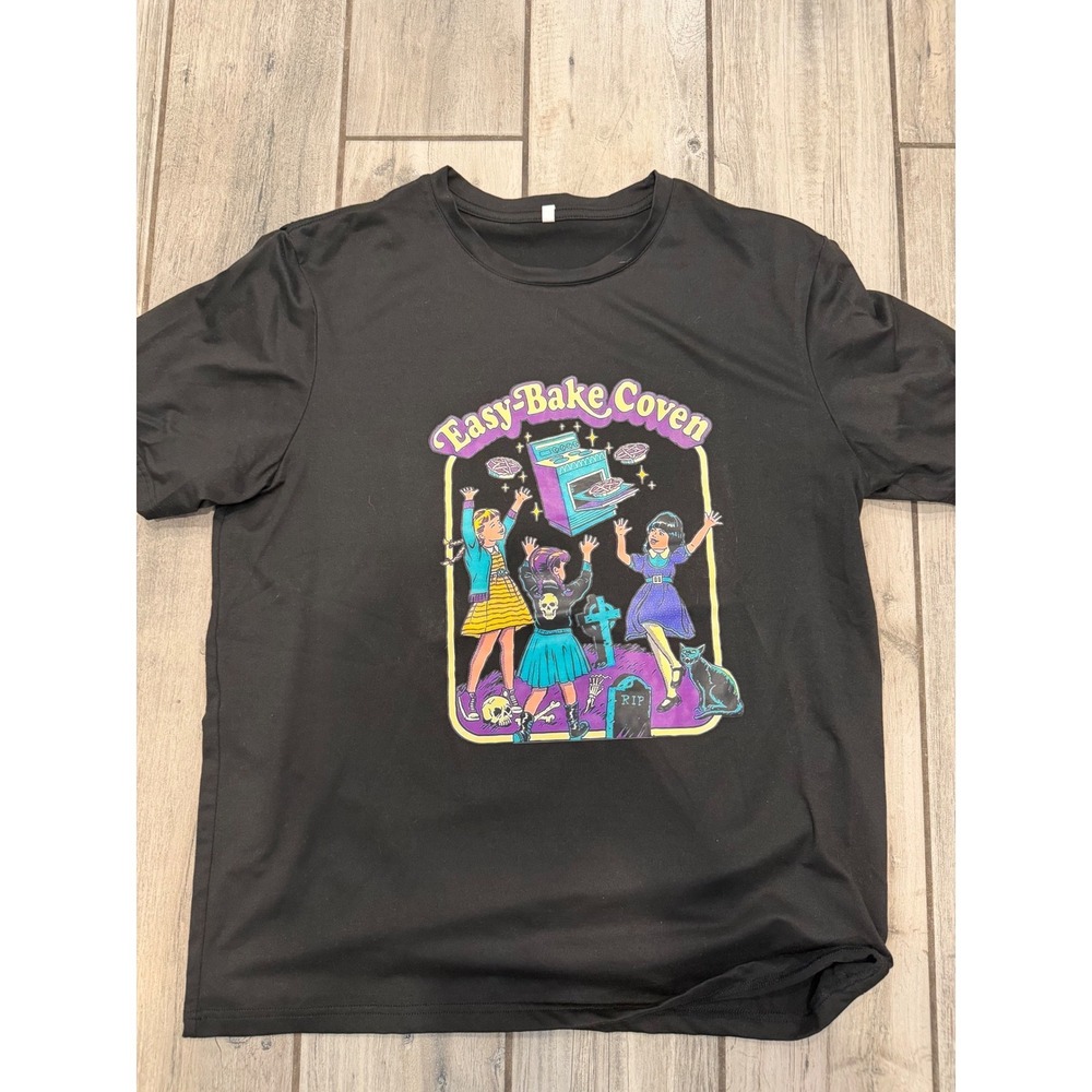 Easy-Bake Coven Graphic T-Shirt Black Short Sleeve Witchy Spooky Top Medium
